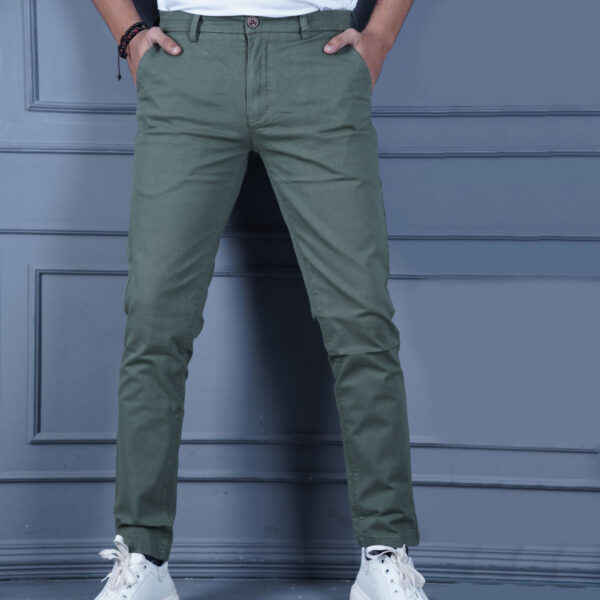 Olive gabardine pant for men